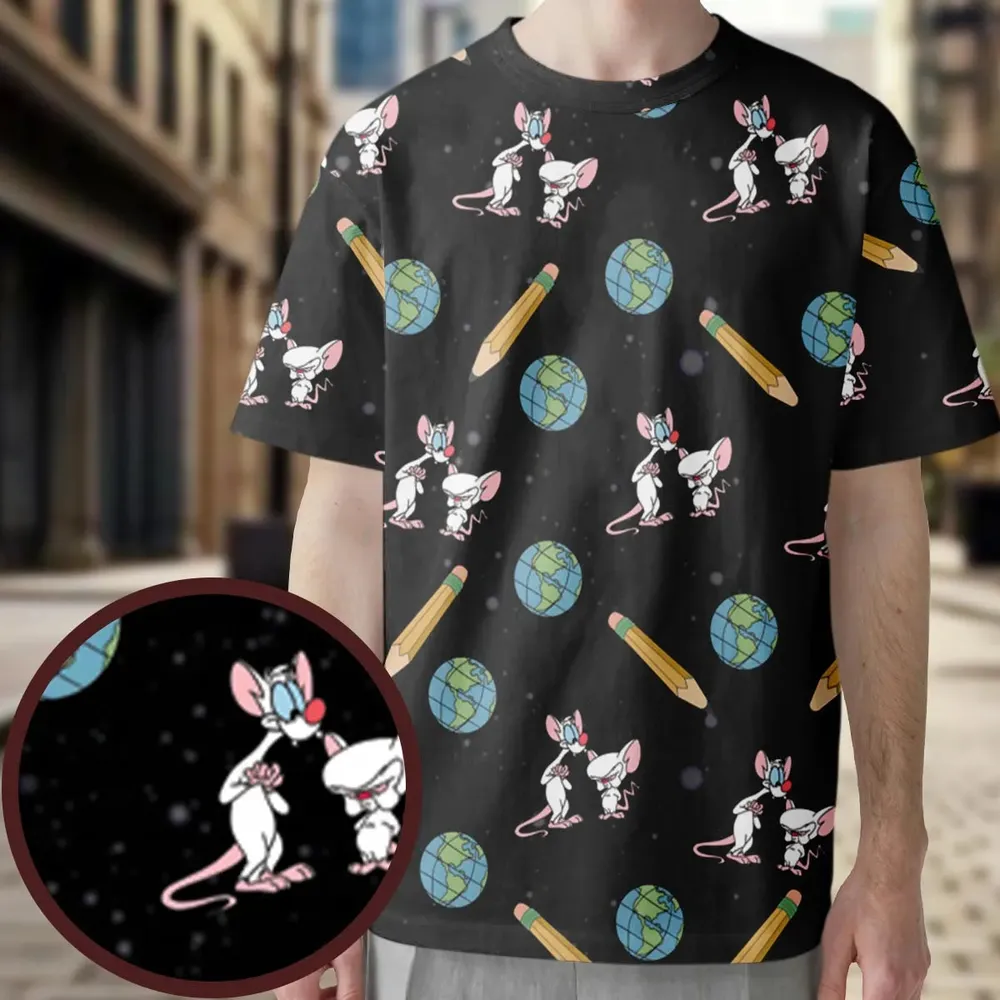 Geek Drip Pinky and The Brain All-Over Print Unisex T-Shirt - 3