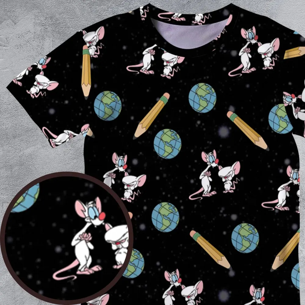 Geek Drip Pinky and The Brain All-Over Print Unisex T-Shirt - 4