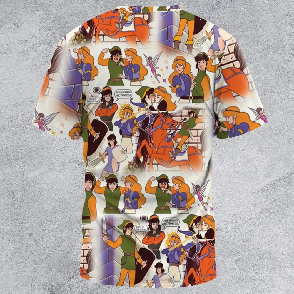 Link And Princess Zelda The Legend Of Zelda Animated All-Over Print Unisex T-Shirt - 2