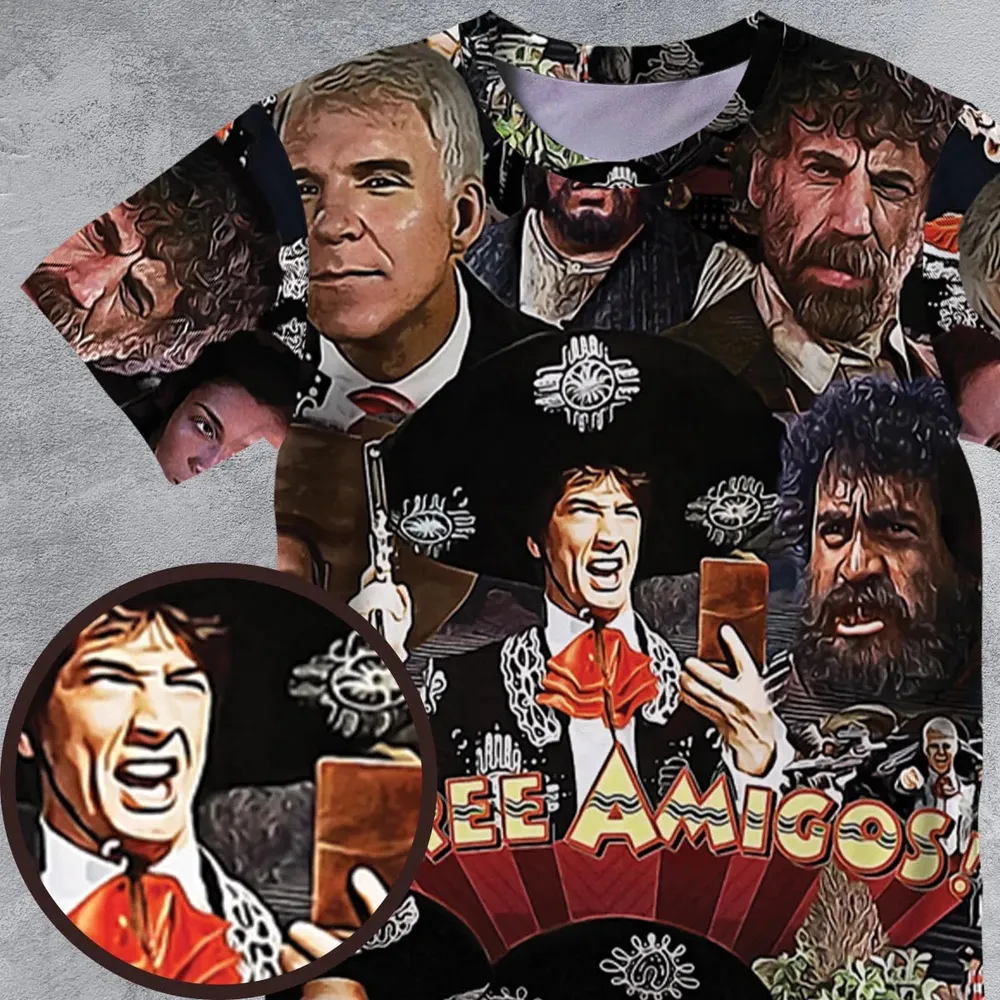 Three Amigos and the Infamous El Guapo All-Over Print Unisex T-Shirt - 4