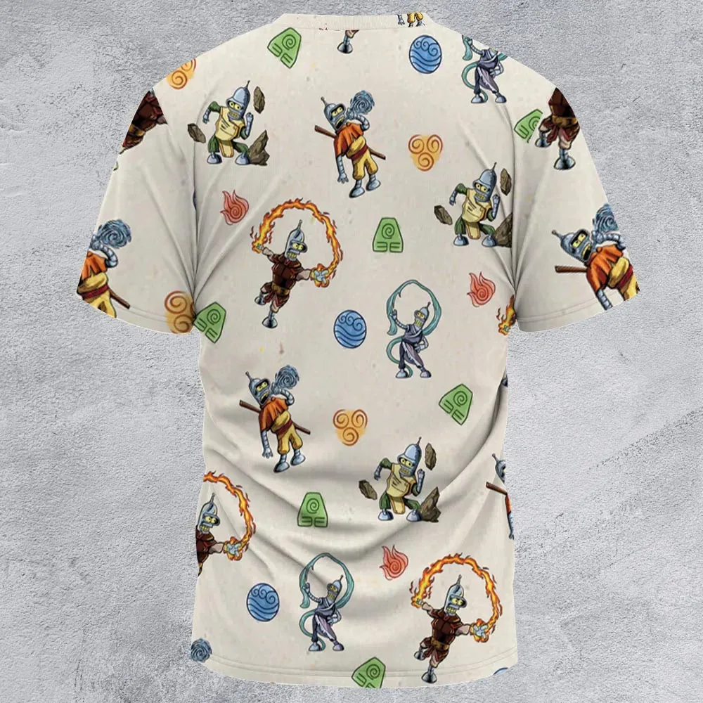 Water Earth Fire Air Bender Futurama All-Over Print Unisex T-Shirt - 2