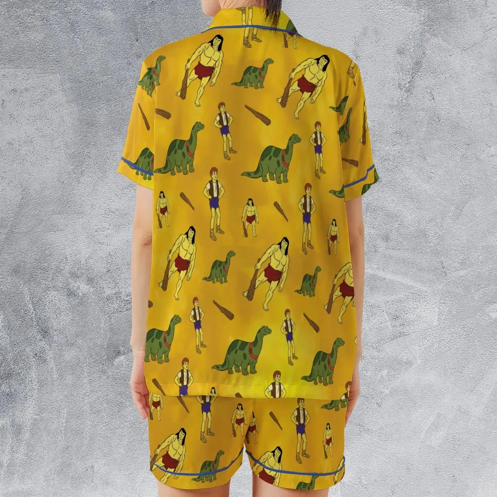 Dino Boy in the Lost Valley Satin Short-Sleeve Pajamas Set - 2