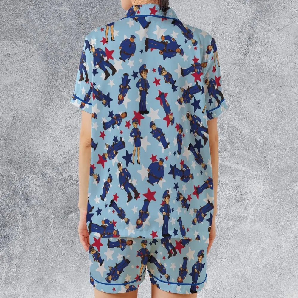 Police Academy Cartoon Characters Satin Short-Sleeve Pajamas Set - 2