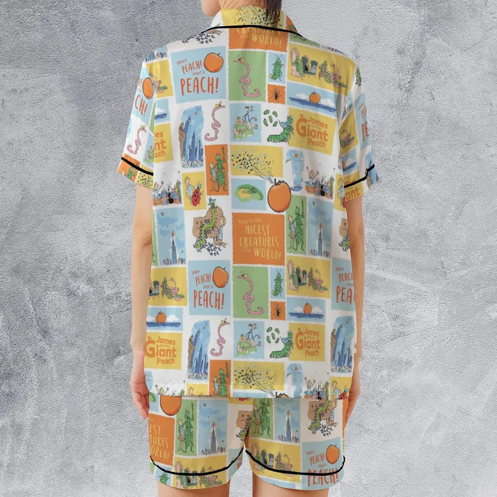 Children's Tales What A Peach James And The Giant Peach Satin Short-Sleeve Pajamas Set - 2