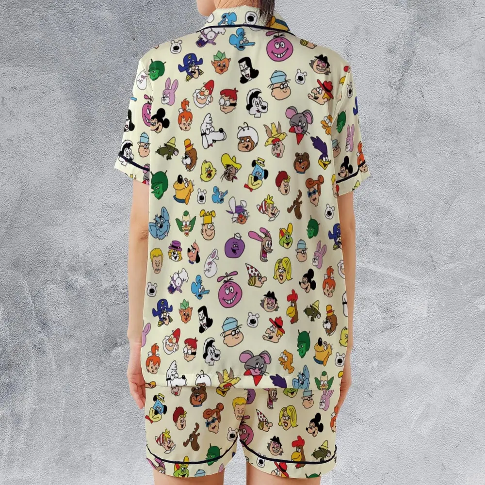 Blast From The Past Satin Short-Sleeve Pajamas Set - 2