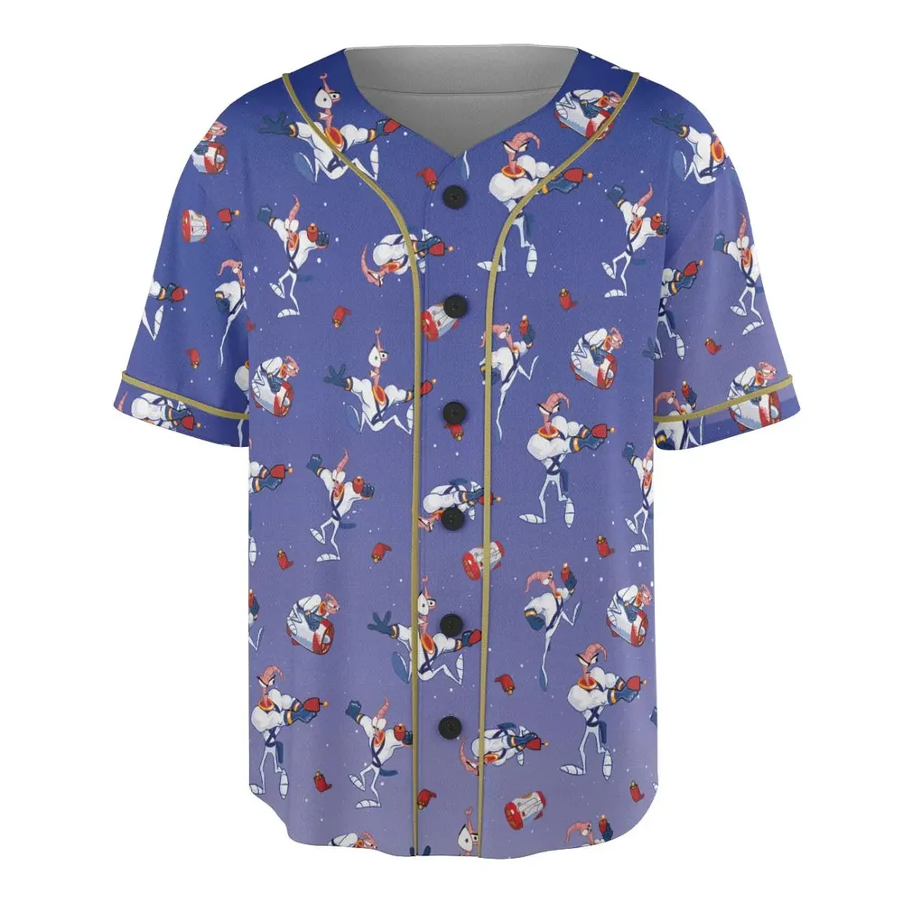 Ungroovy Earthworm Jim Unisex Baseball Jersey - 3