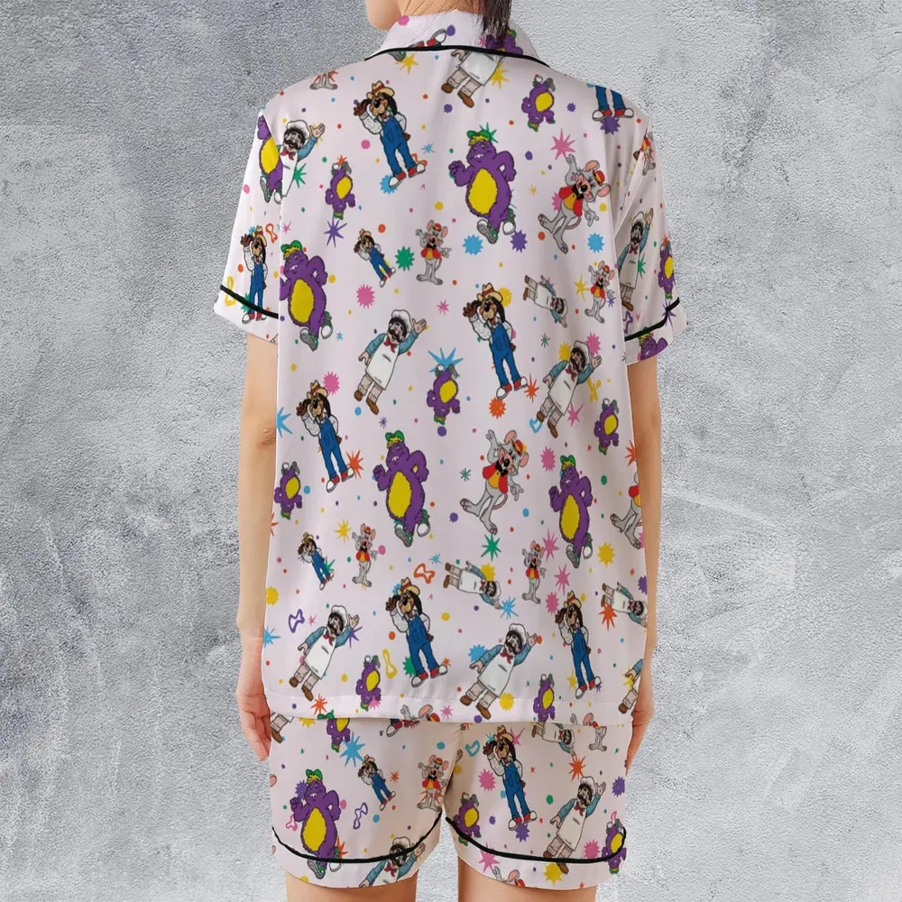 Cheezer Weezer Chuck E Cheese Satin Short-Sleeve Pajamas Set - 2