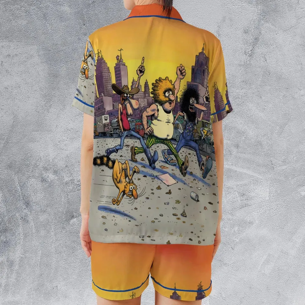 The Fabulous Furry Freak Brothers Satin Short-Sleeve Pajamas Set - 2