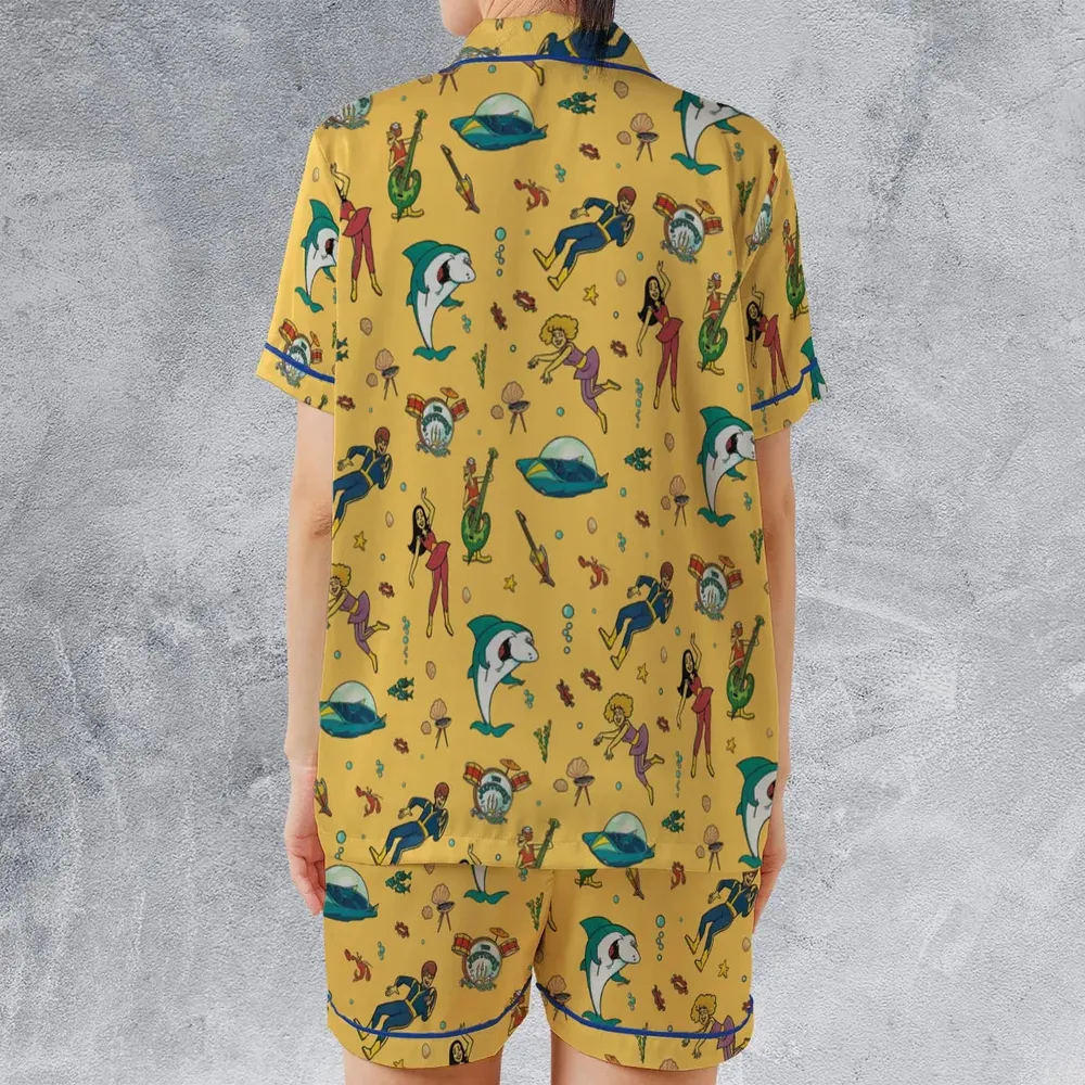 Undersea Style Jabberjaw Satin Short-Sleeve Pajamas Set - 2