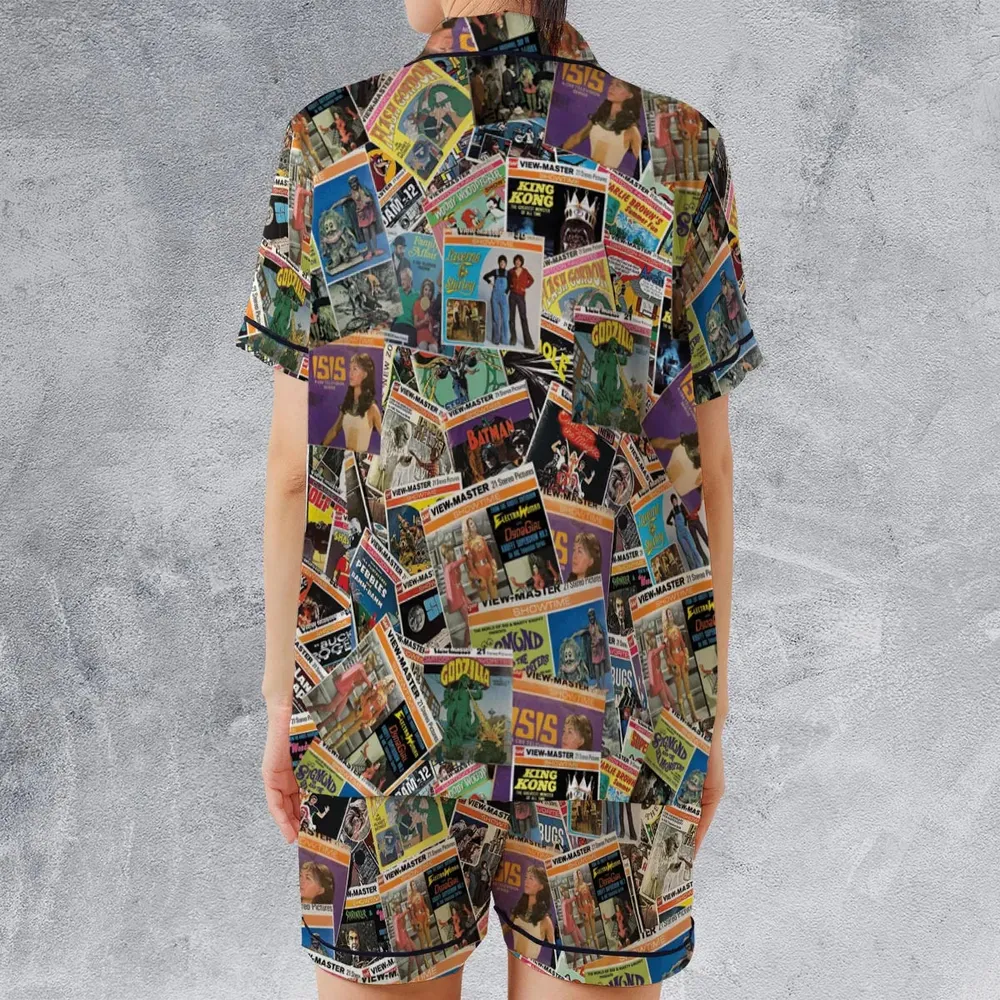 View-Master Collage Satin Short-Sleeve Pajamas Set - 2