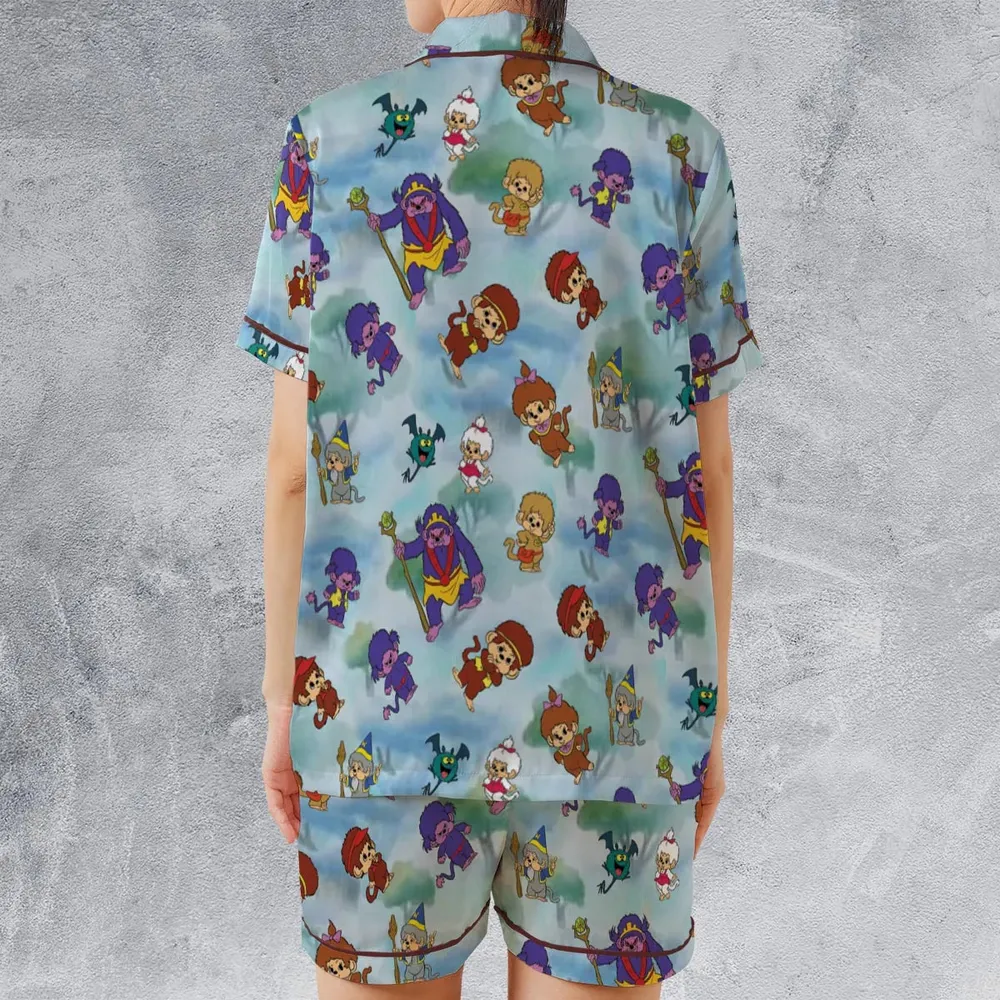 Monchhichis Cartoon Characters Satin Short-Sleeve Pajamas Set - 2