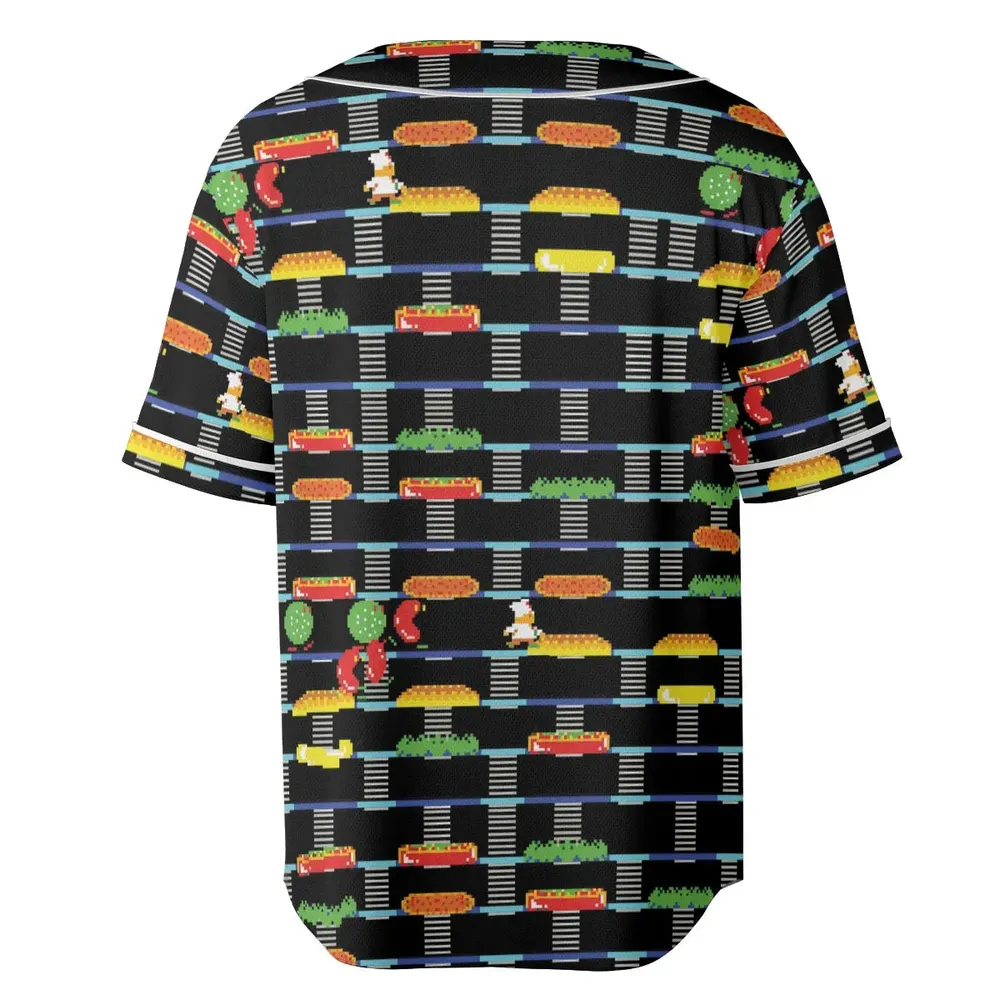 BurgerTime Arcade Game Unisex Baseball Jersey - 4