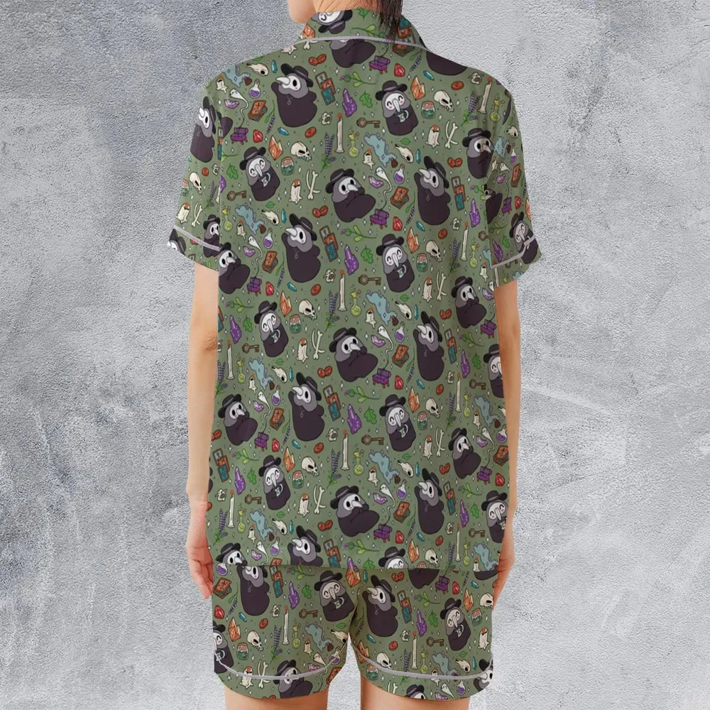 Plague Doctor Satin Short-Sleeve Pajamas Set - 2