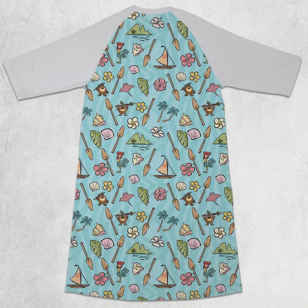 Ocean Vibes Moana 3/4 Sleeve Raglan Dress - 2