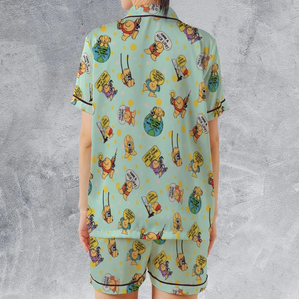 Hullo There Ziggy Satin Short-Sleeve Pajamas Set - 2