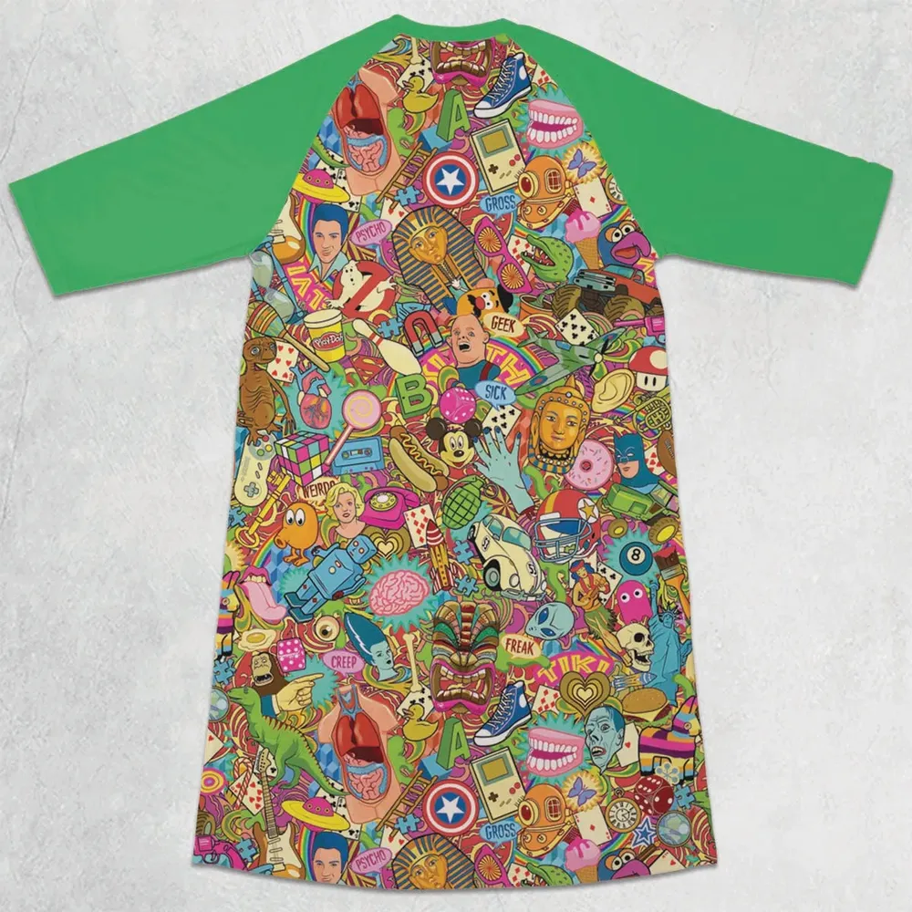 Nostalgia Toys Pop Culture Toys 3/4 Sleeve Raglan Dress - 2