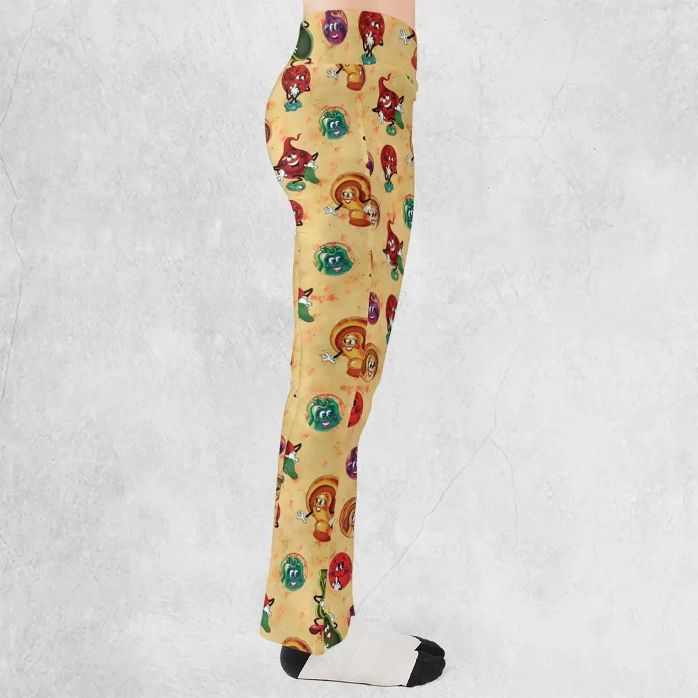 Old Board Game Pizza Party Flare Leggings - 2