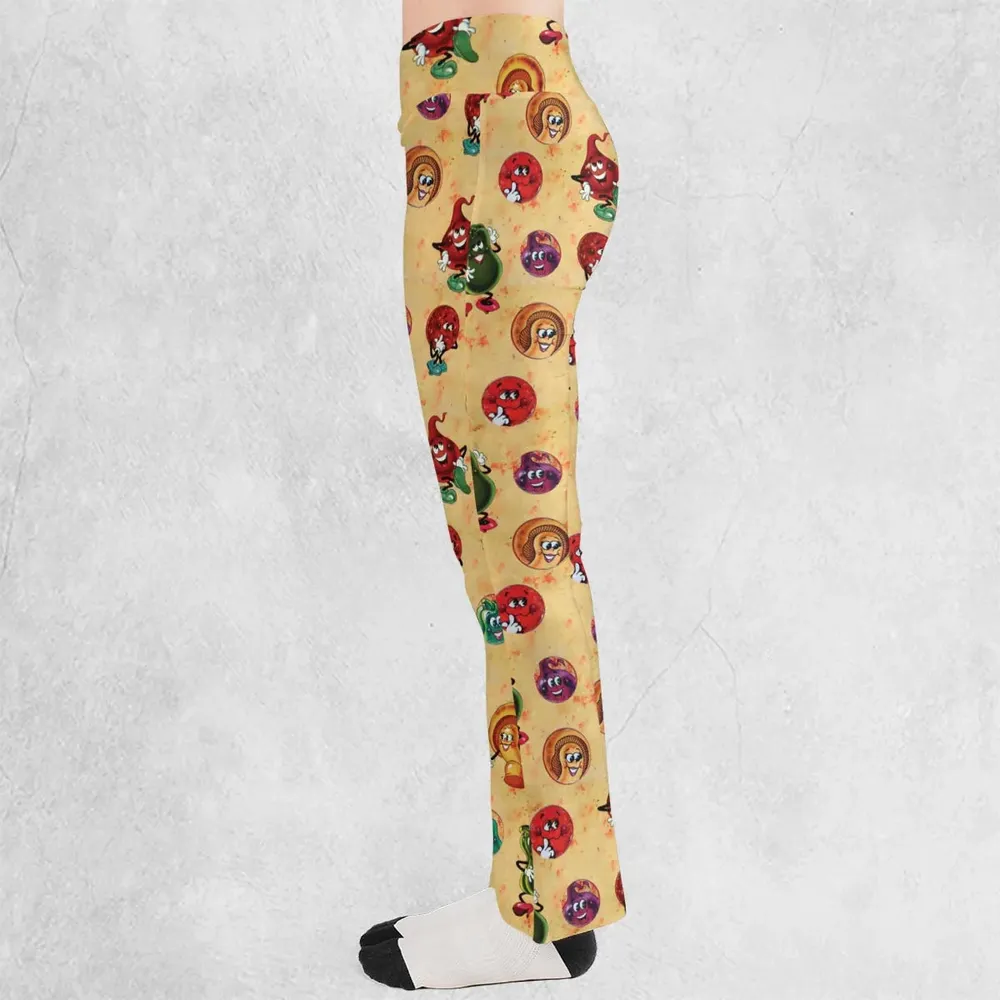 Old Board Game Pizza Party Flare Leggings - 3