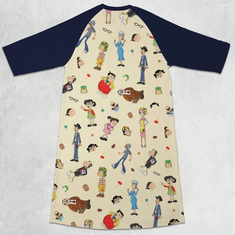 El Chavo Cartoon Characters 3/4 Sleeve Raglan Dress - 2