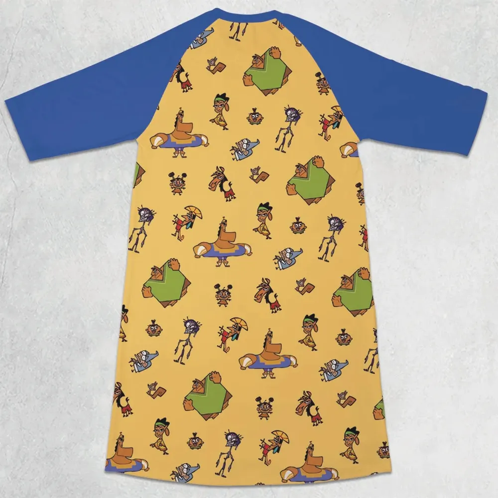 Groovy Threads The Emperor's New Groove 3/4 Sleeve Raglan Dress - 2
