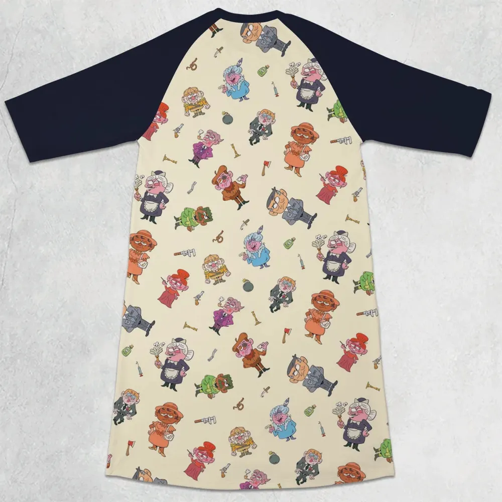 Board Game Drip Clue 3/4 Sleeve Raglan Dress - 2