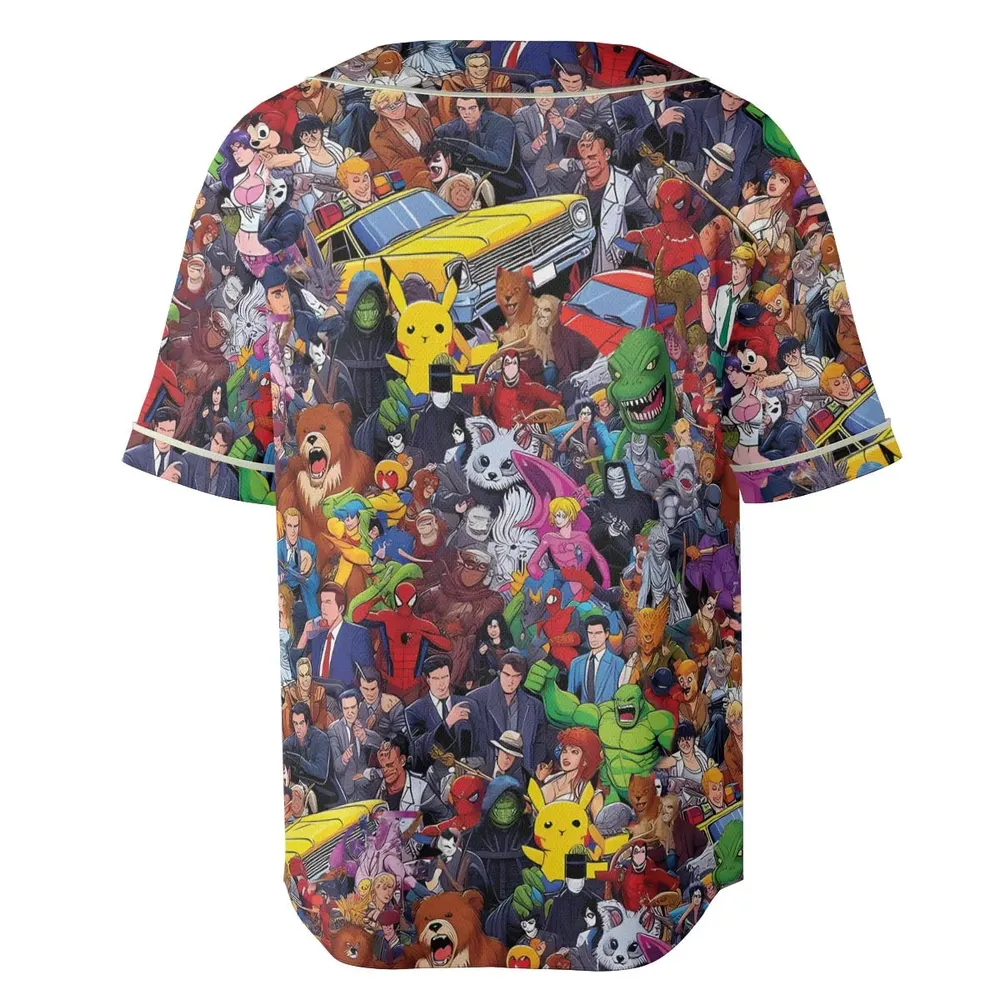 All-Genre Cartoon Mashup Unisex Baseball Jersey - 4