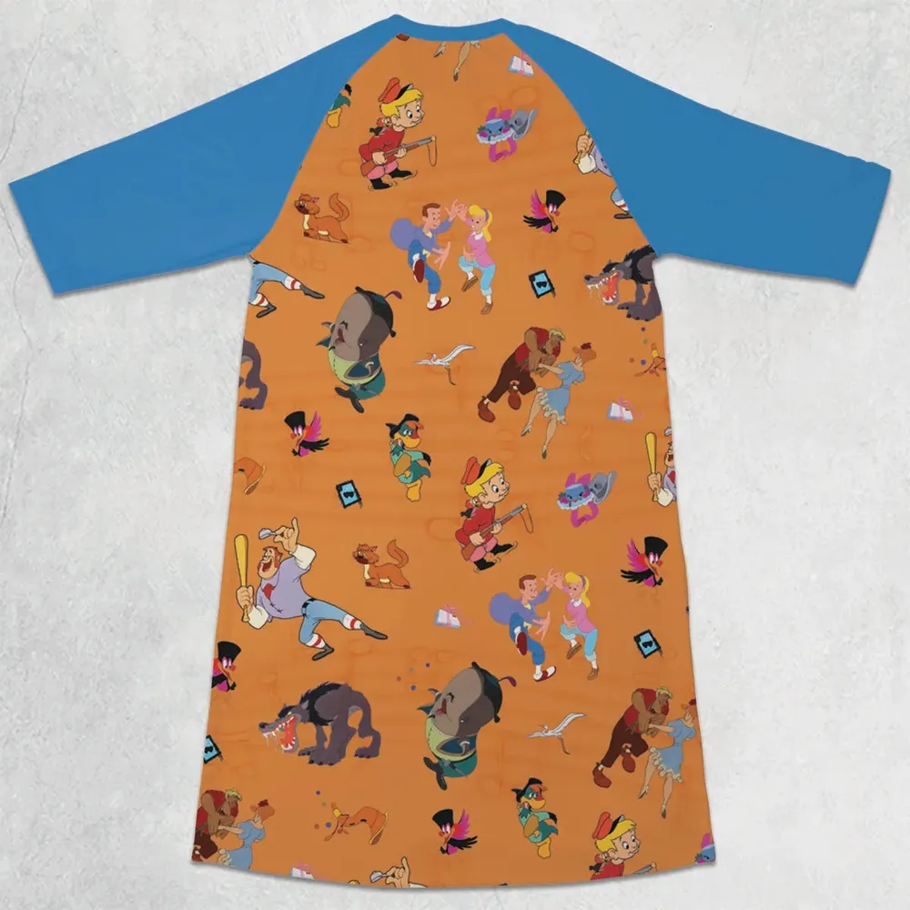 Make Mine Music Characters 3/4 Sleeve Raglan Dress - 2