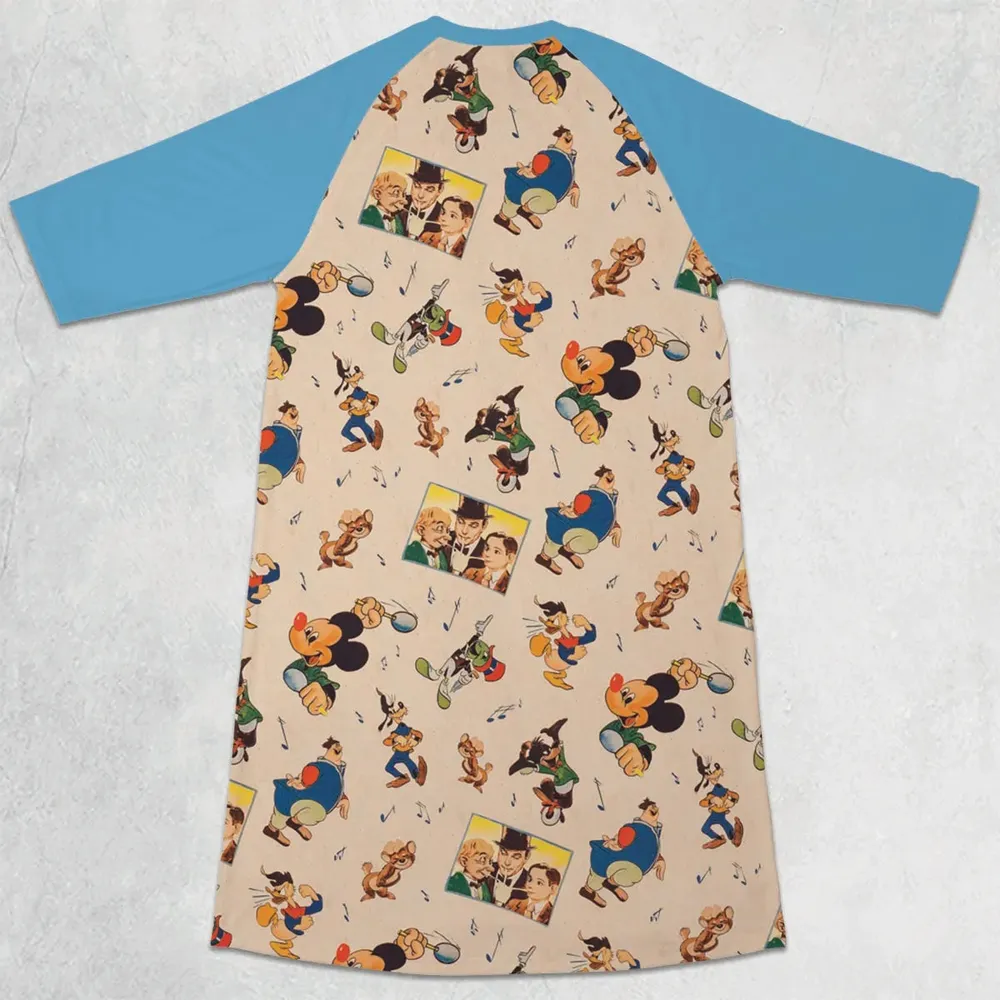 Fun And Fancy Free Characters 3/4 Sleeve Raglan Dress - 2