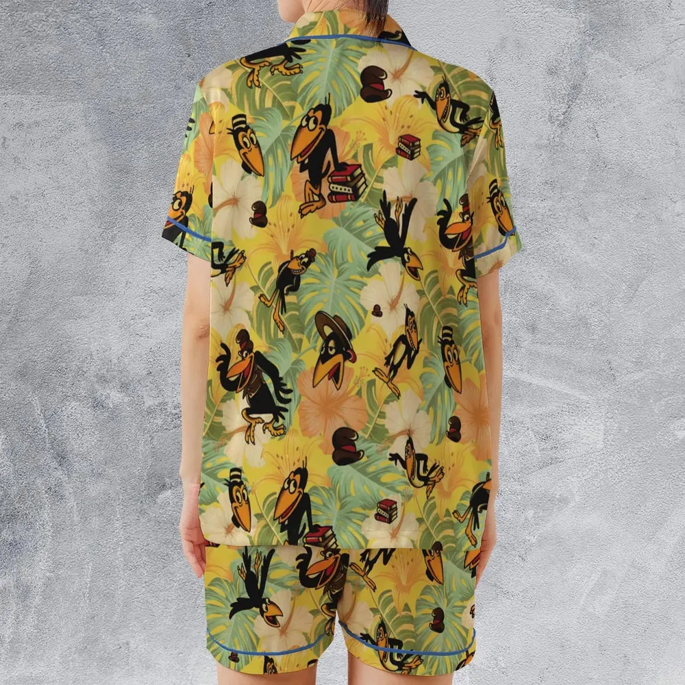 Bird Of A Feather Heckle And Jeckle Satin Short-Sleeve Pajamas Set - 2