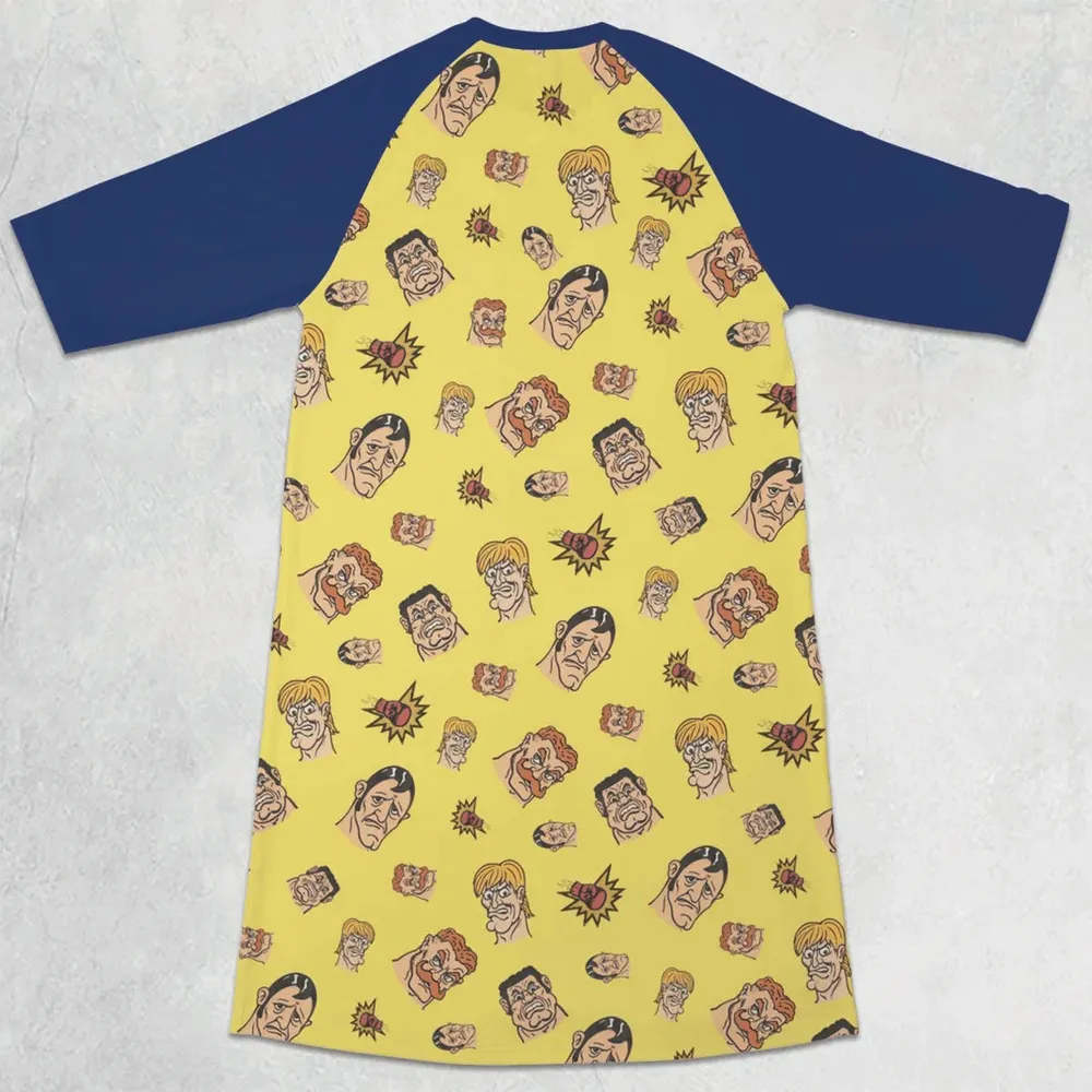 Retro Ring Kings Punch-out 3/4 Sleeve Raglan Dress - 2