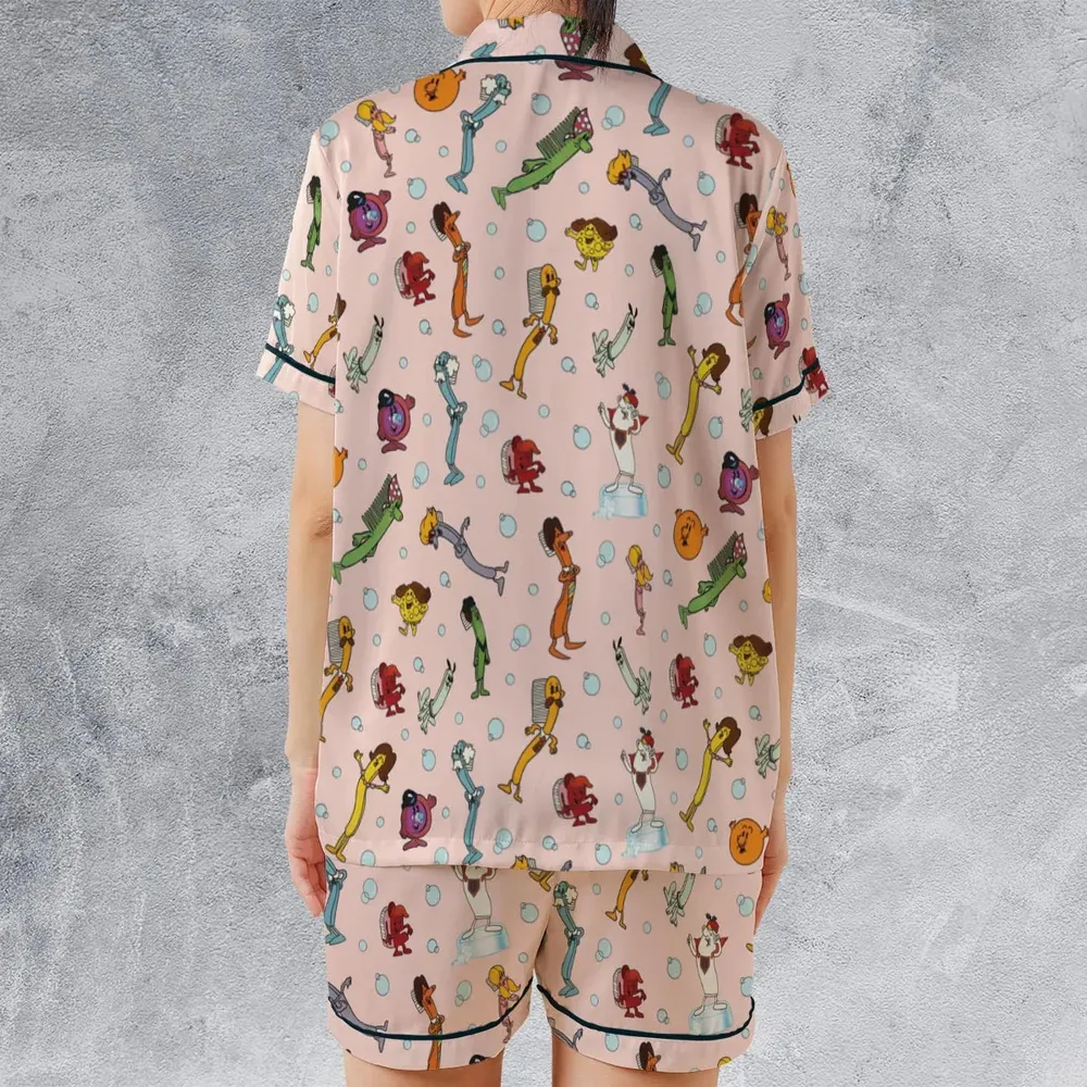 Brush Your Teeth Toothbrush Family Satin Short-Sleeve Pajamas Set - 2