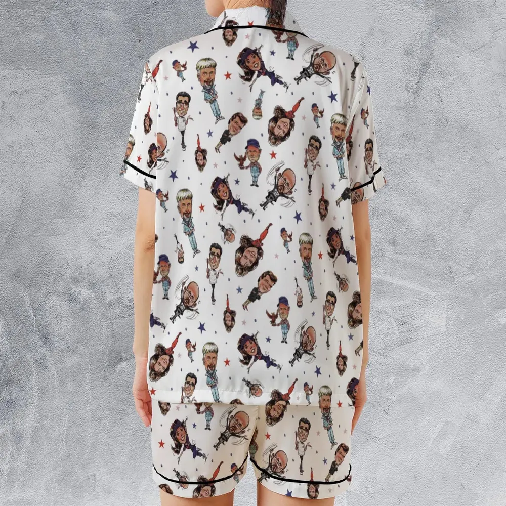 Red White Blaine Waiting For Guffman Satin Short-Sleeve Pajamas Set - 2