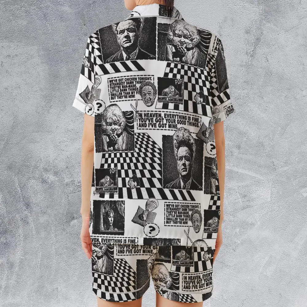 Surreal Disturbing Atmospheric A nightmare Eraserhead Satin Short-Sleeve Pajamas Set - 2