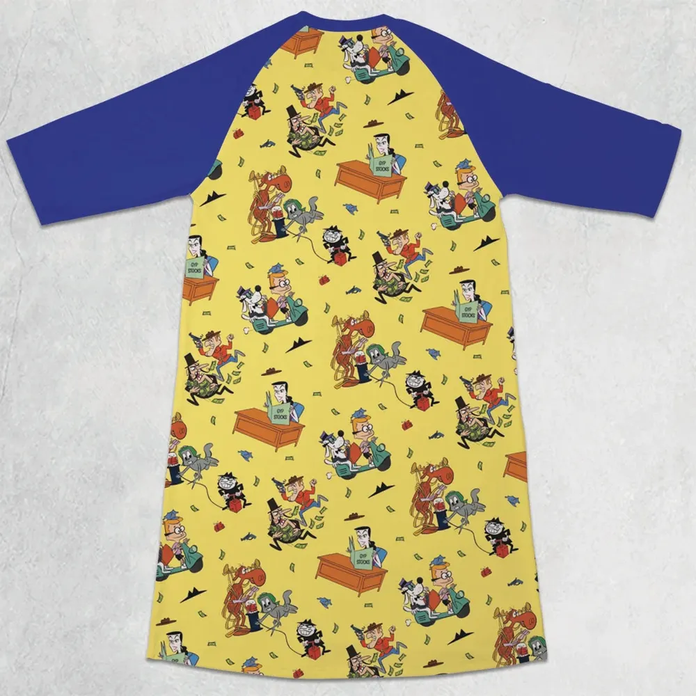 Moose And Squirrel The Adventures of Rocky and Bullwinkle 3/4 Sleeve Raglan Dress - 2