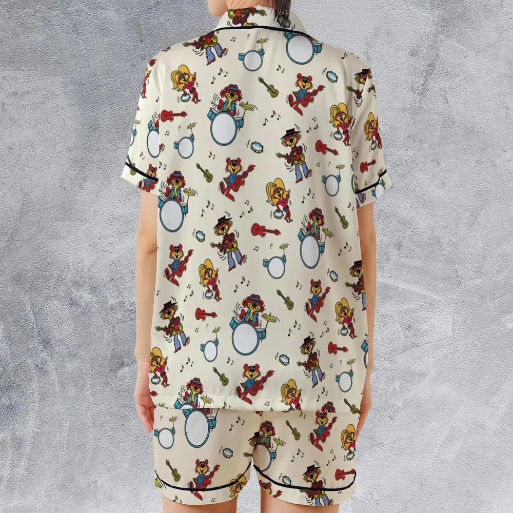 Cartoon band The Sugar Bears Satin Short-Sleeve Pajamas Set - 2