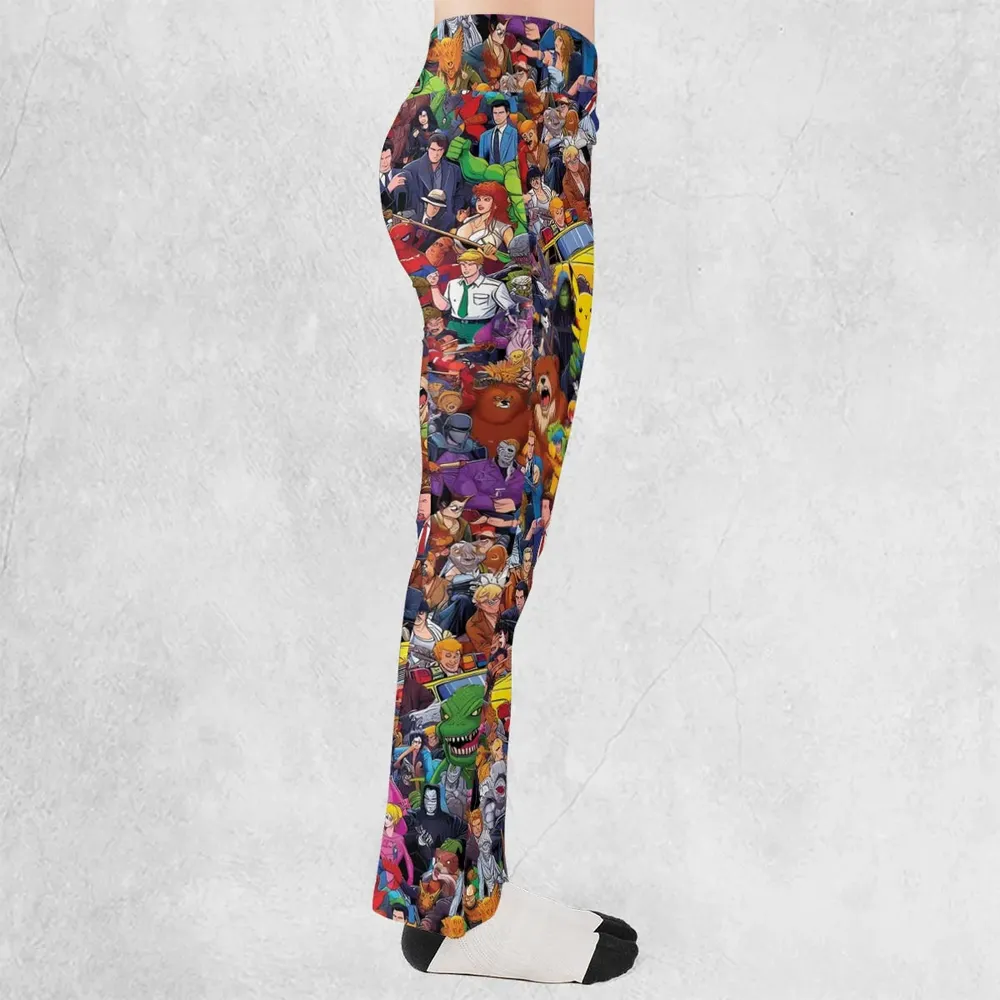 All-Genre Cartoon Mashup Flare Leggings - 2