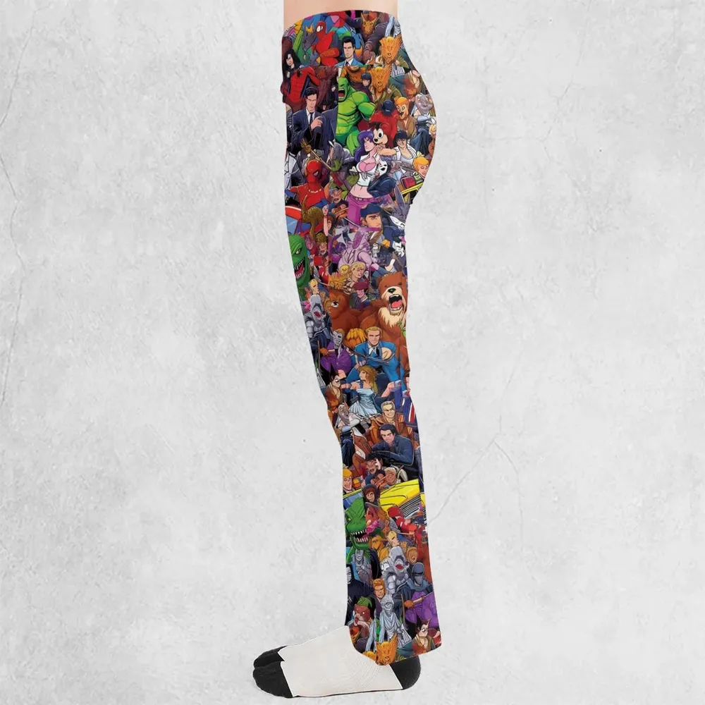 All-Genre Cartoon Mashup Flare Leggings - 3