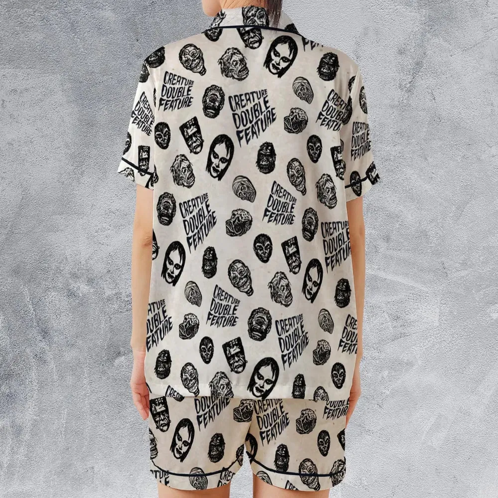 Creature Double Feature Horror Characters Satin Short-Sleeve Pajamas Set - 2