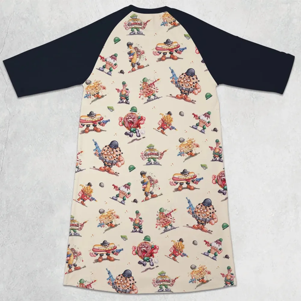 Kitchen Commandos and Refrigerator Rejects Food Fighters 3/4 Sleeve Raglan Dress - 2