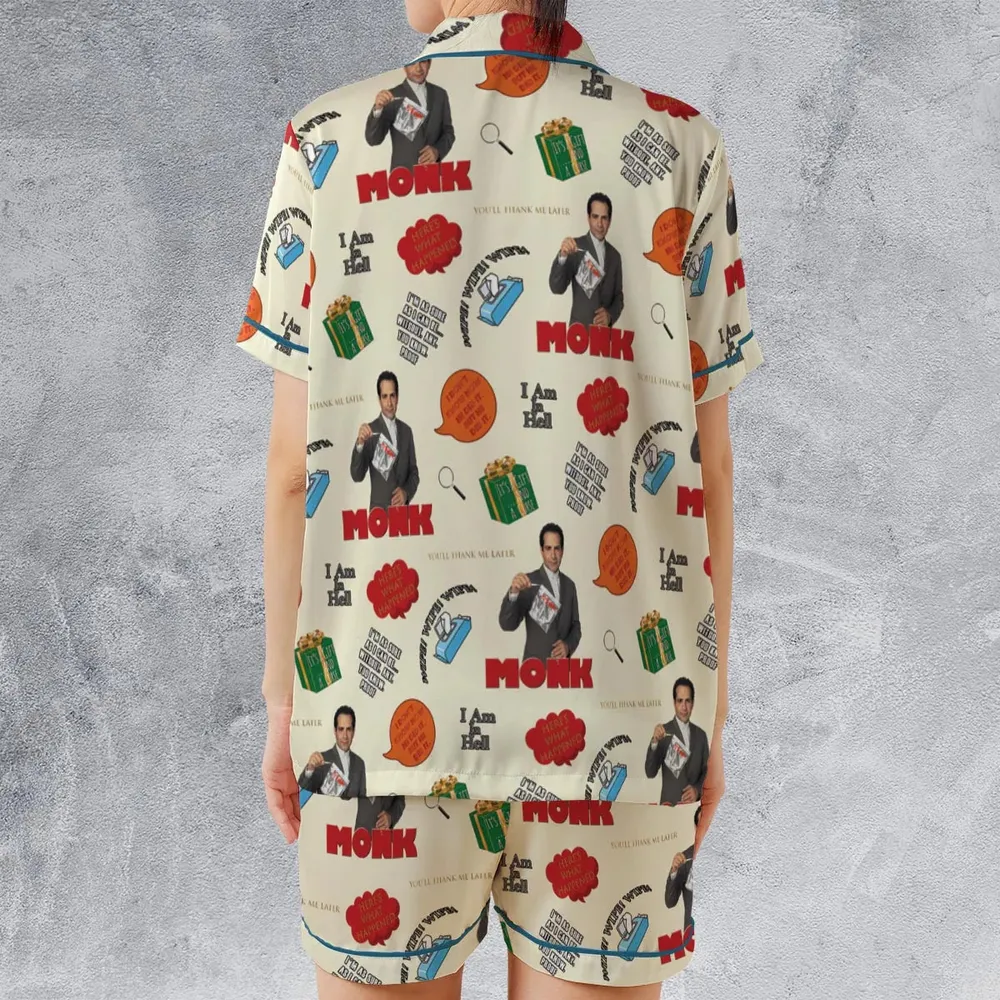 Here’s What Happened Monk Satin Short-Sleeve Pajamas Set - 2