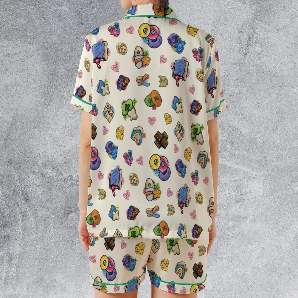 Nostalgic Candy From Your Childhood Satin Short-Sleeve Pajamas Set - 2