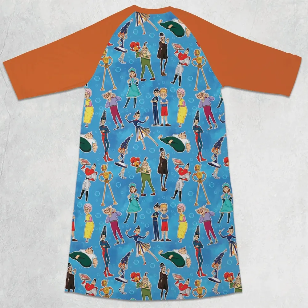 Keep Moving Forwards  Meet The Robinsons 3/4 Sleeve Raglan Dress - 2