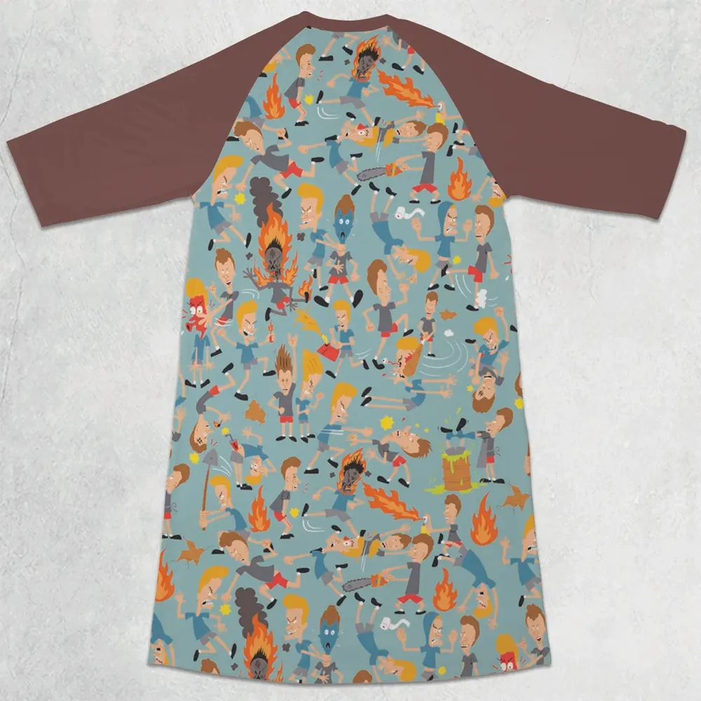 Beavis And Butt-Head Great Cornholio 3/4 Sleeve Raglan Dress - 2