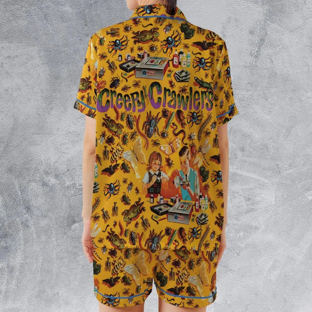 1960s Creepy Crawlers Toy Satin Short-Sleeve Pajamas Set - 2