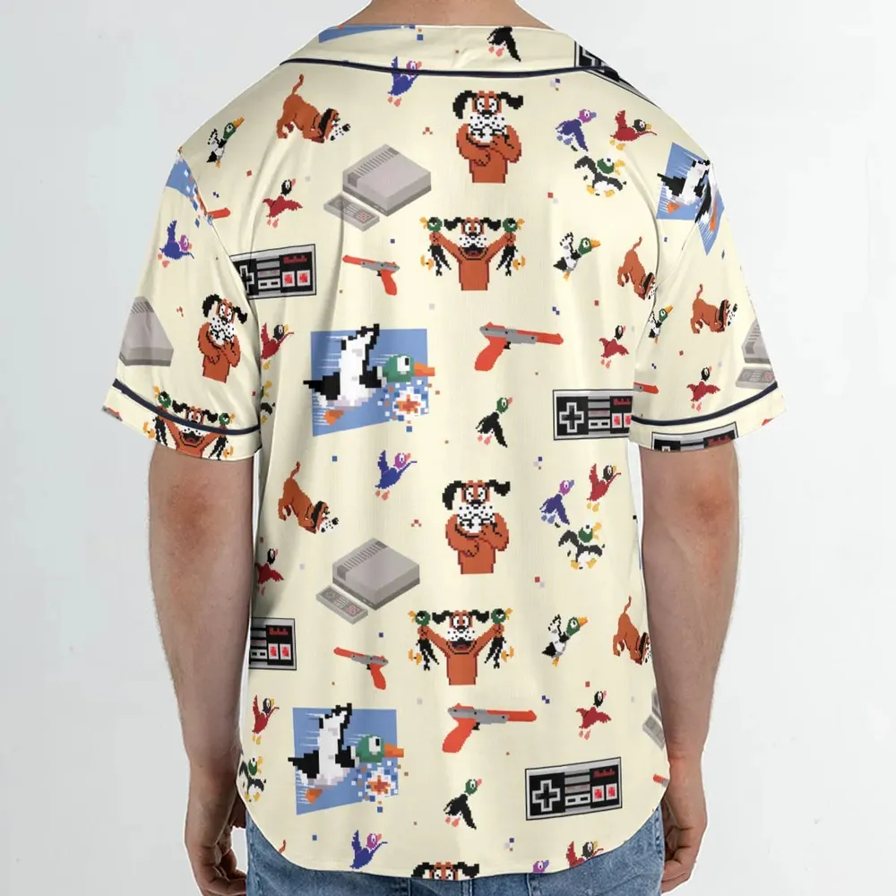 Retro Video Game Duck Hunt Unisex Baseball Jersey - 2