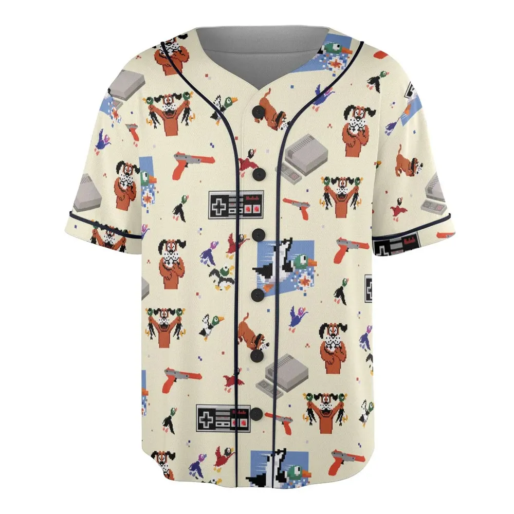 Retro Video Game Duck Hunt Unisex Baseball Jersey - 3