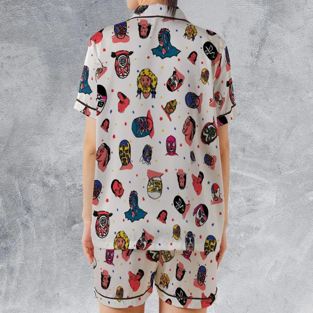 Lucha Libre Wrestling Satin Short-Sleeve Pajamas Set - 2