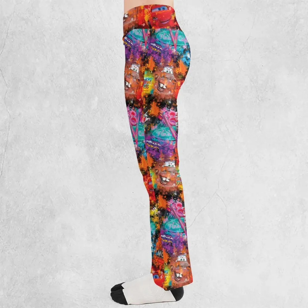 Neon Radiator Spring Cars Flare Leggings - 3
