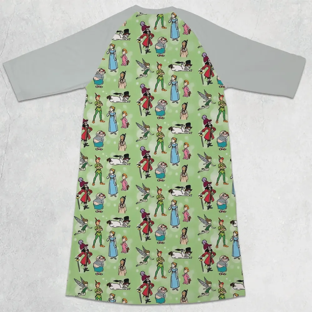 Neverland Doodles Peter Pan 3/4 Sleeve Raglan Dress - 2