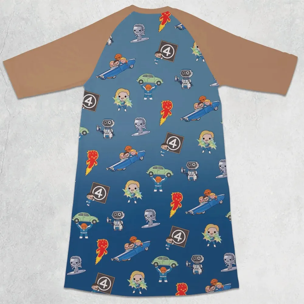 Power Up Fantastic Four 3/4 Sleeve Raglan Dress - 2